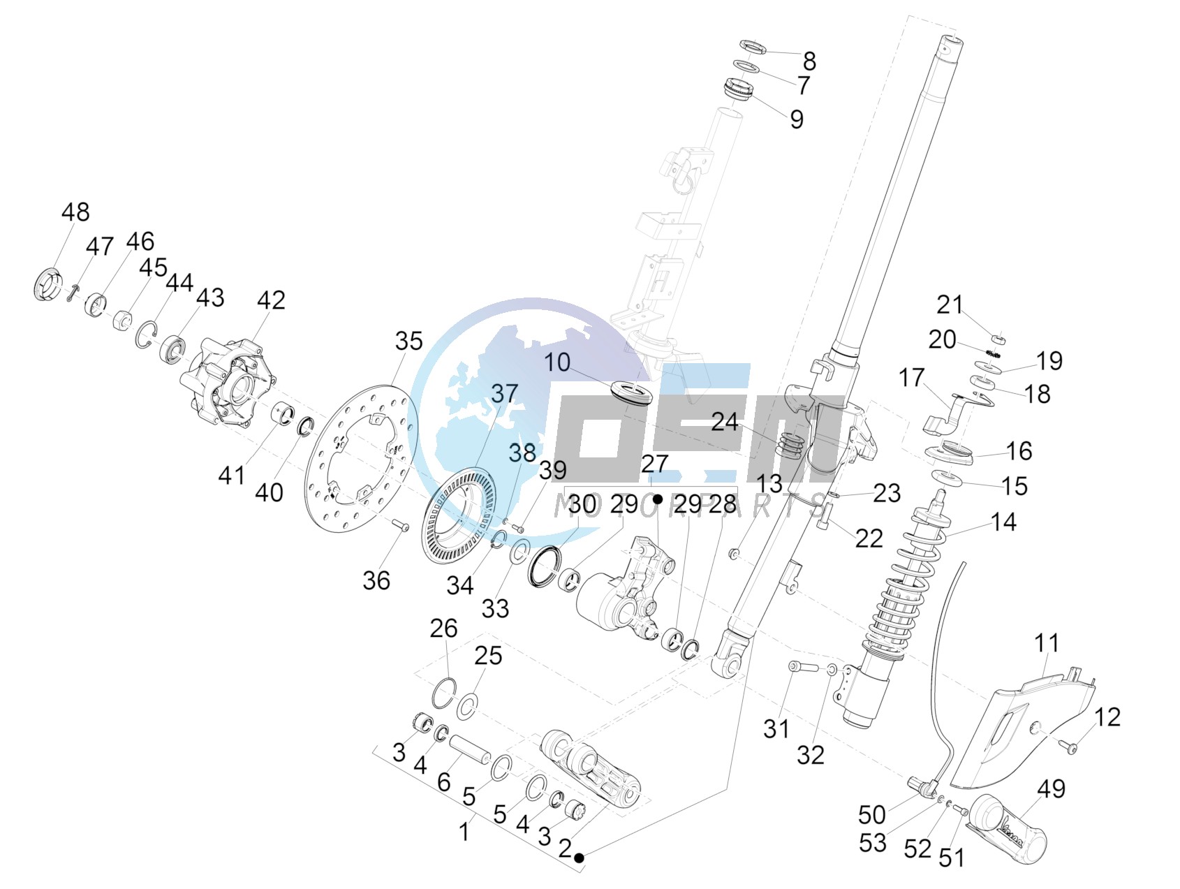 Fork/steering tube - Steering bearing unit