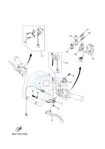 YFM450FWA GRIZZLY 450 IRS (BM81) drawing HANDLE SWITCH & LEVER