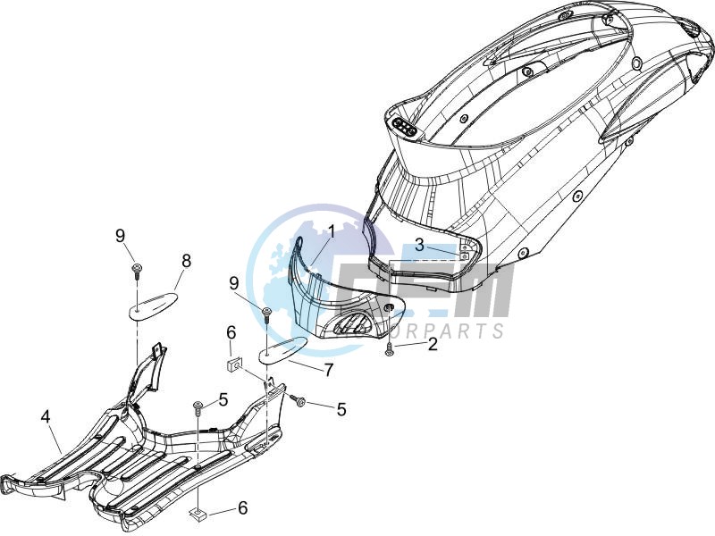 Central cover - Footrests