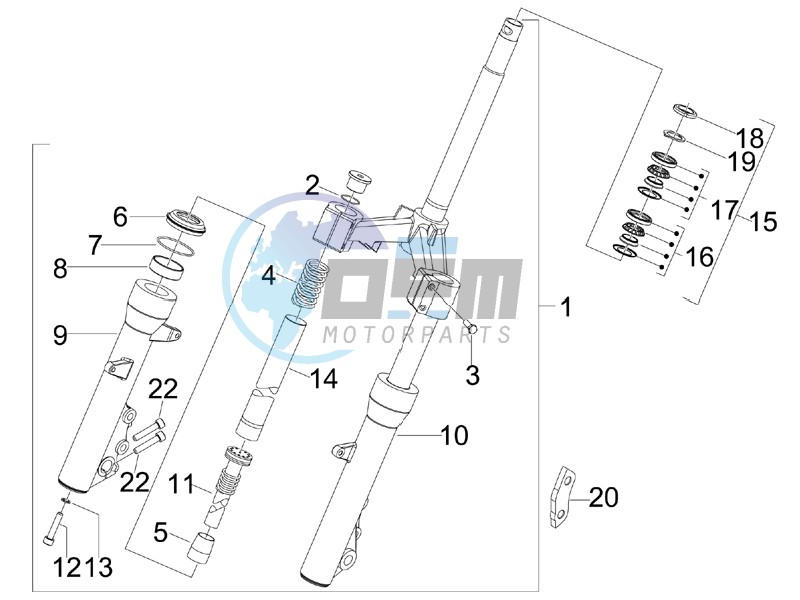 Fork steering tube - Steering bearing unit