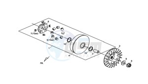 MAXSYM 400I (L8) EU drawing MOVABLE FLANGE / V-BELT