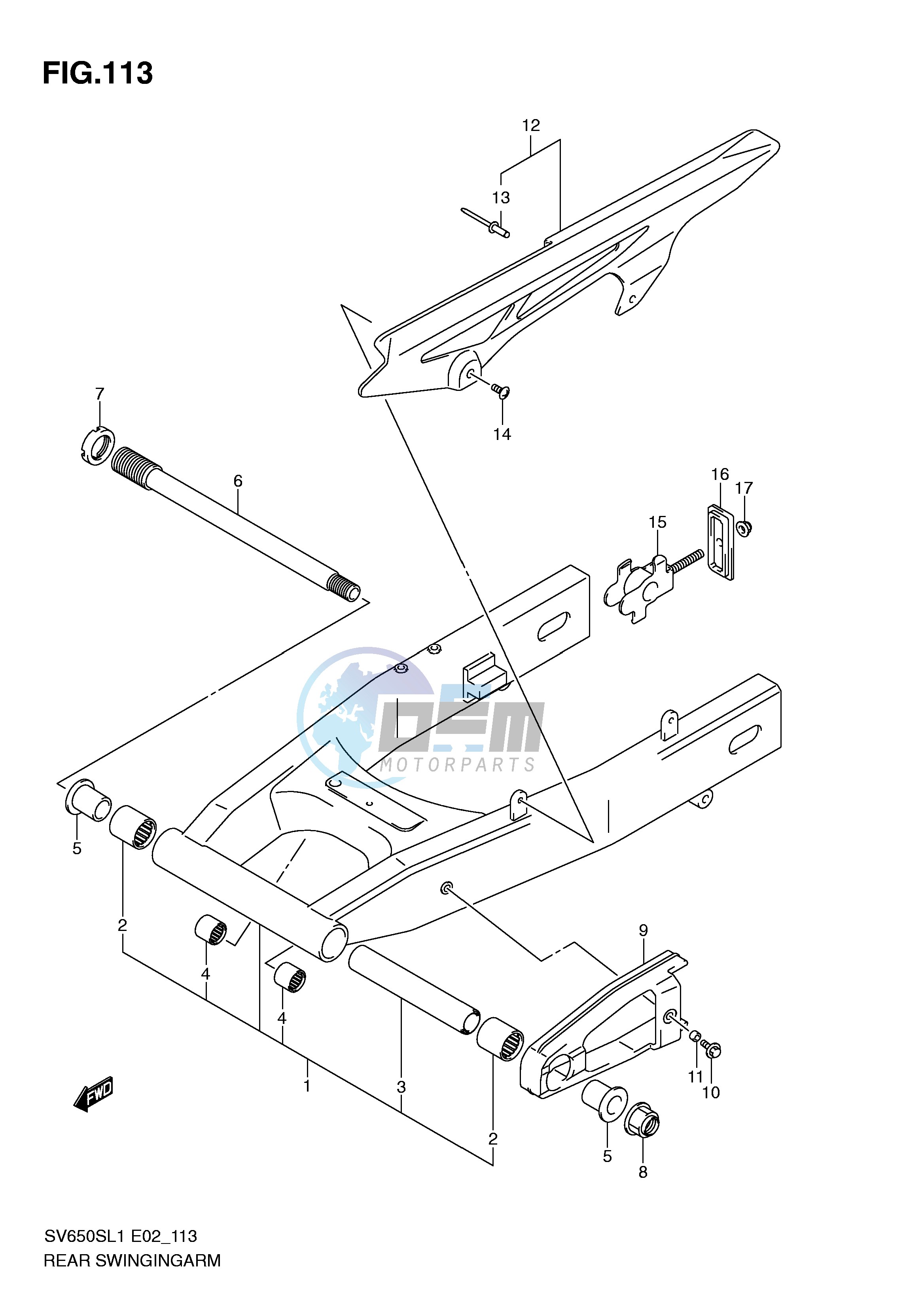 REAR SWINGING ARM (SV650SUL1 E24)