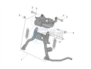 SCARABEO 50 2T CARBURATORE E4 STREET (EMEA) drawing Central stand