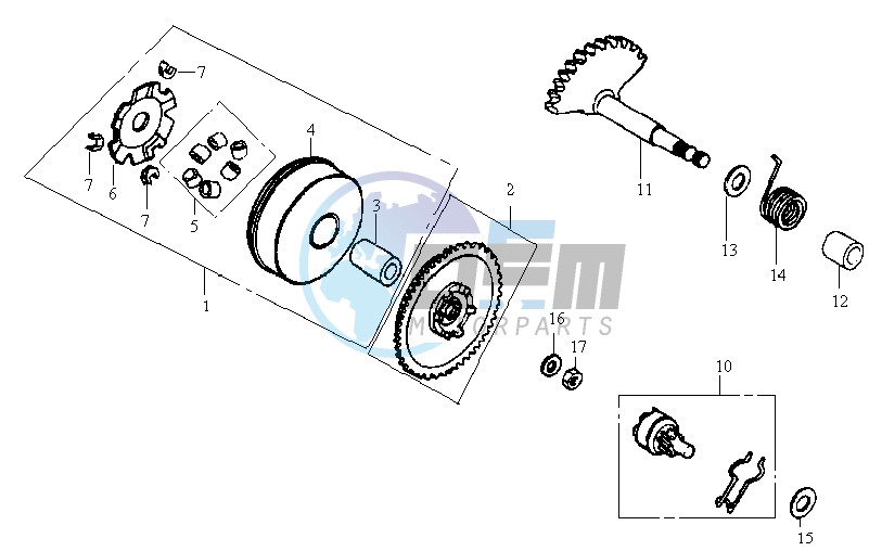 DRIVE PULLEY - GEARED SHAFT