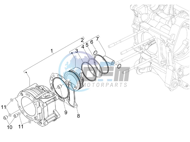 Cylinder-piston-wrist pin unit