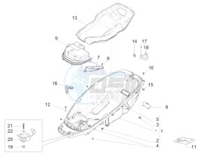 MP3 500 SPORT BUSINESS ABS E3-E4 (NAFTA)2 drawing Helmet housing - Undersaddle