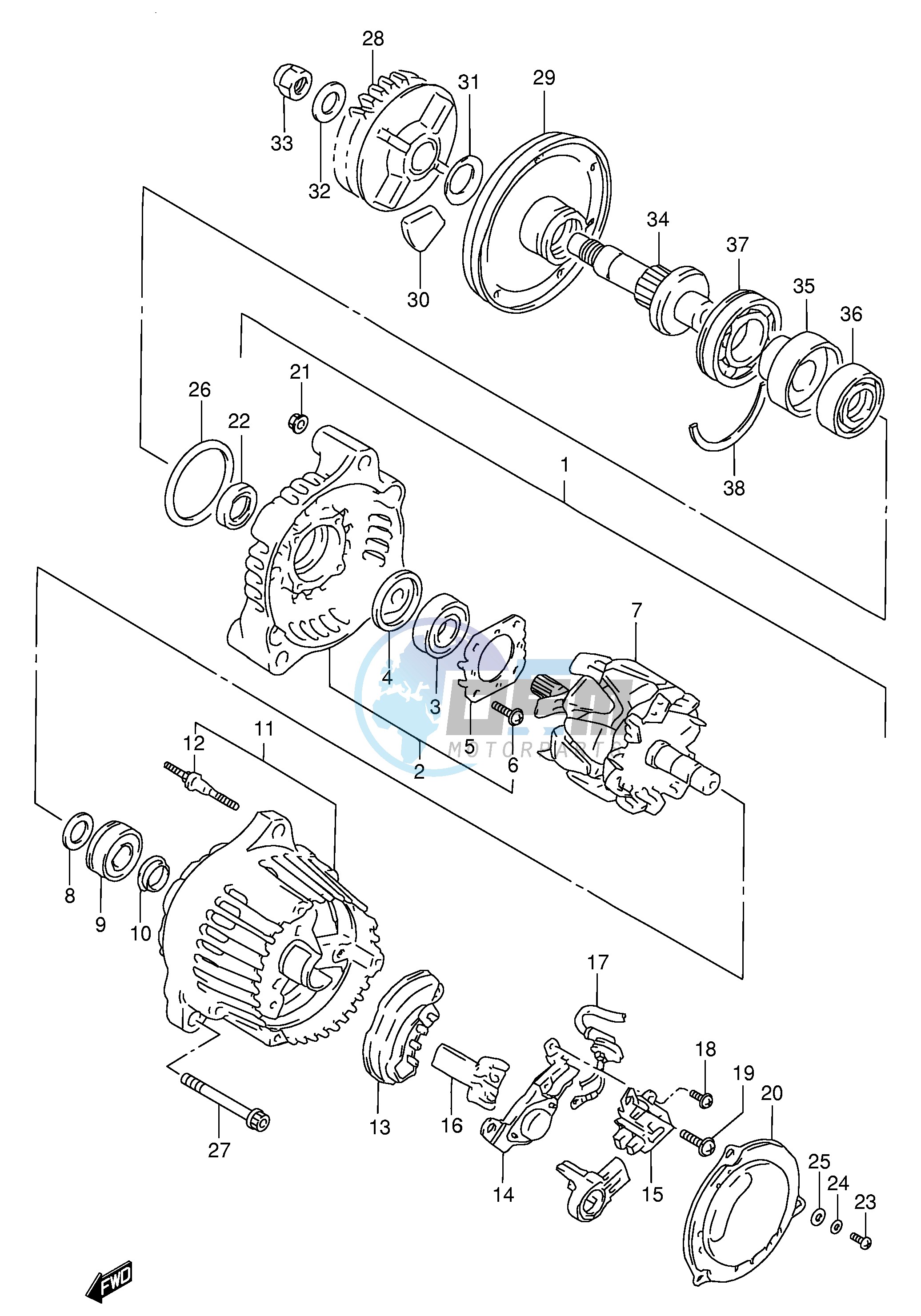 ALTERNATOR (MODEL S T V W)