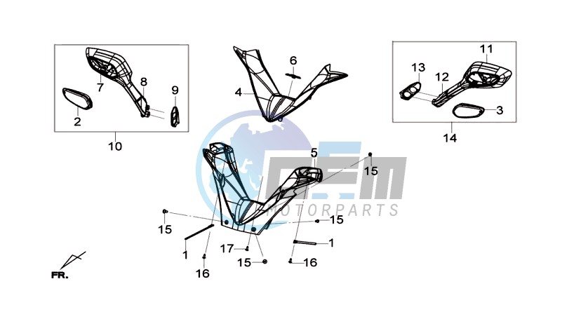 COWLING HANDLEBAR - MIRROR SET