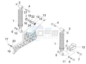 Beverly 250 e3 drawing Rear suspension - Shock absorbers