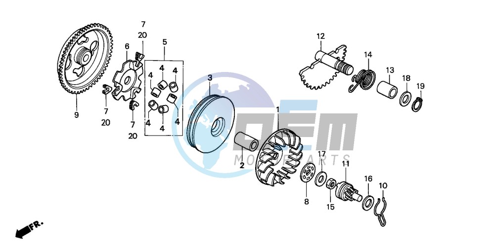 DRIVE FACE/ KICK STARTER SPINDLE