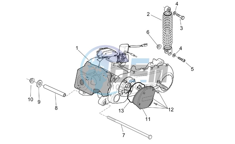 Engine - rear shock absorber