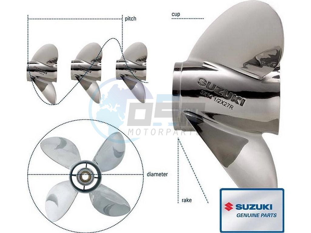 Product image: Suzuki - 990C0-00840-26P - S/S Watergrip Propeller 4x15x26 (NLA)  0