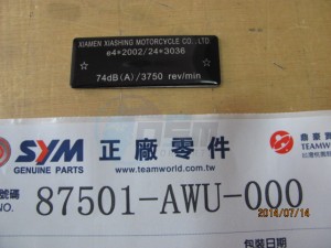 Product image: Sym - 87501-AWU-000 - IDM PLATE 