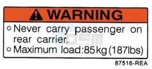 Product image: Sym - 87516-REA-000 - ADHESIF DE PRECAUTION P-BAGAGE ARR 