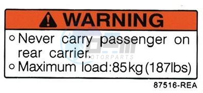 Product image: Sym - 87516-REA-000 - ADHESIF DE PRECAUTION P-BAGAGE ARR  0