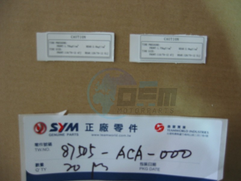 Product image: Sym - 87505-ACA-000 - TIRE LABEL  0