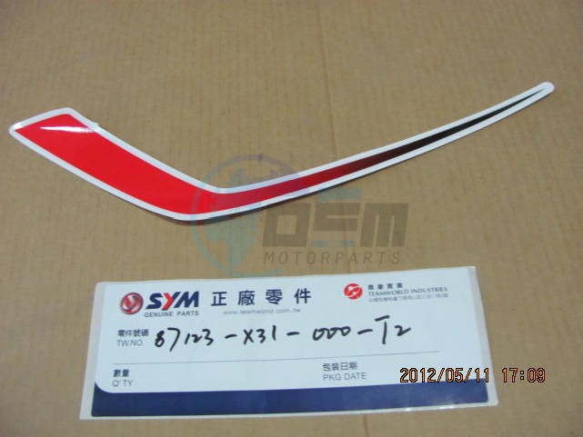 Product image: Sym - 87123-X31-000-T2 - R.FR.COVER STRIPE BRED  0