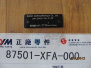 Product image: Sym - 87501-XFA-000 - MAIN.NO. PLATE 