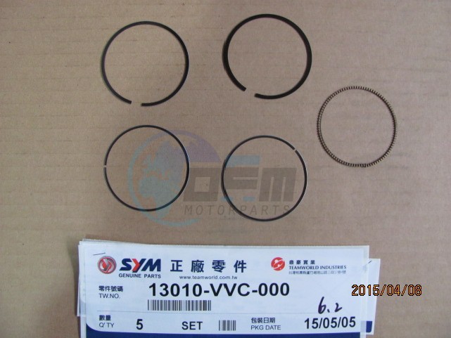 Product image: Sym - 13010-VVC-000 - PISTON RING SET  0