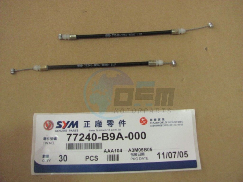Product image: Sym - 77240-B9A-000 - SEAT LOCK CABLE  0