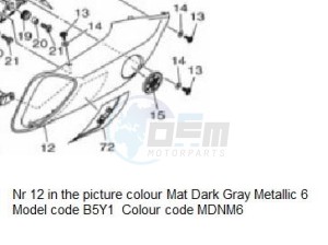 Product image: Yamaha - B5Y-2137W-00-P0 - SCOOP AIR 1 MT10 COLOUR MDNM6 - MAT DARK GREY METALLIC 