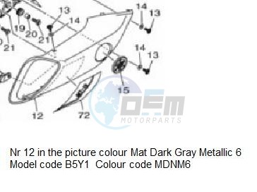 Product image: Yamaha - B5Y-2137W-00-P0 - SCOOP AIR 1 MT10 COLOUR MDNM6 - MAT DARK GREY METALLIC  0