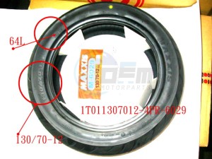 Product image: Sym - 1T011307012-4PR-6029 - RR.TUBELESS TIRE 6029 64L 