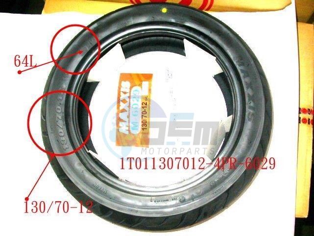 Product image: Sym - 1T011307012-4PR-6029 - RR.TUBELESS TIRE 6029 64L  1