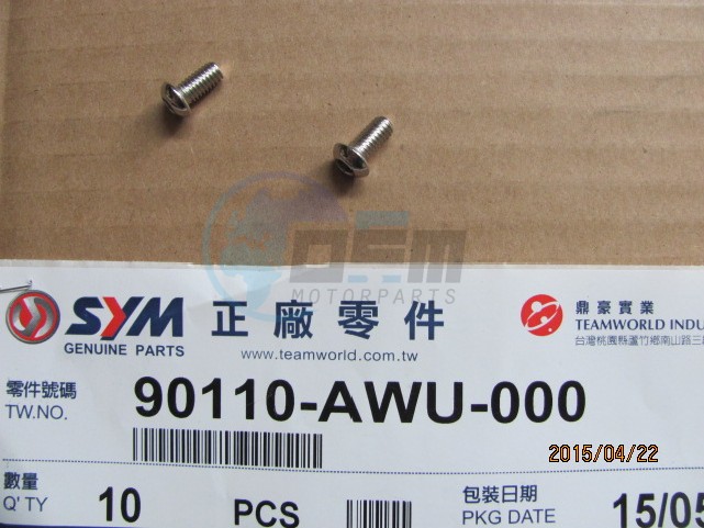 Product image: Sym - 90110-AWU-000 - SPECIAL BOLT 6X12  0