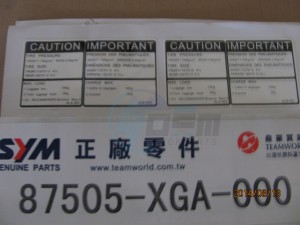 Product image: Sym - 87505-XGA-000 - TIRE LABEL 