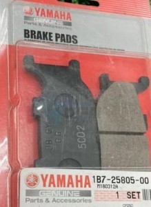 Product image: Yamaha - 1B7258050000 - BRAKE PAD KIT 