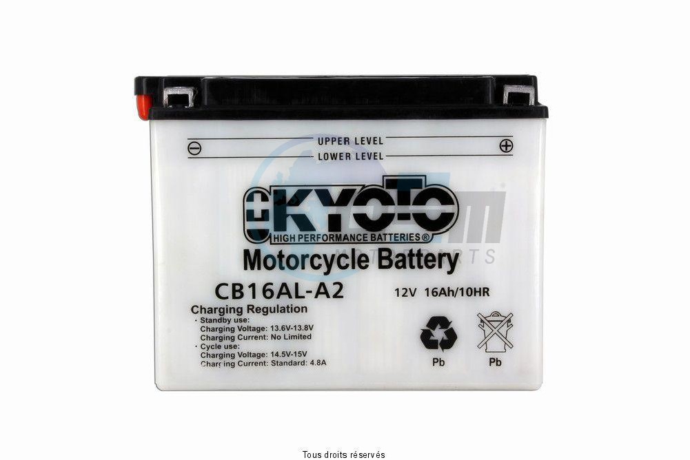 Product image: Kyoto - 712165 - Battery Yb16al-a2 L 205mm  W 71mm  H 164mm 12v 16ah Acid 1,0l  0