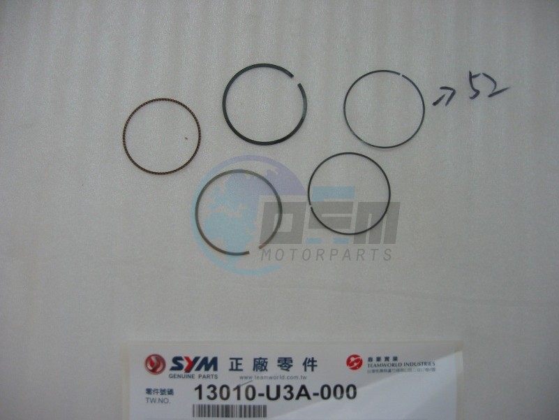 Product image: Sym - 13010-U3A-000 - PISTON RING SET  0