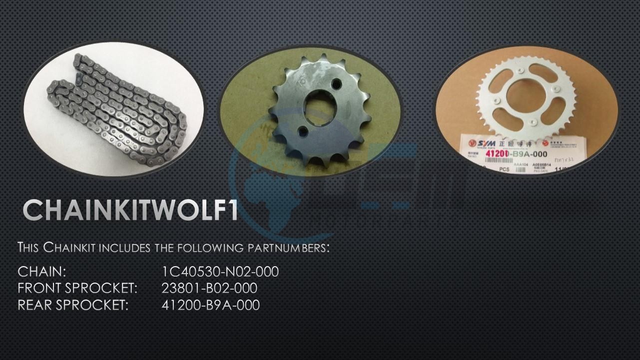 Product image: Sym - CHAINKITWOLF1 - SYM CHAINKIT WOLF125 PU12E1-6/125 SBN/PU12EA (CHAINKITWOLF1)  0