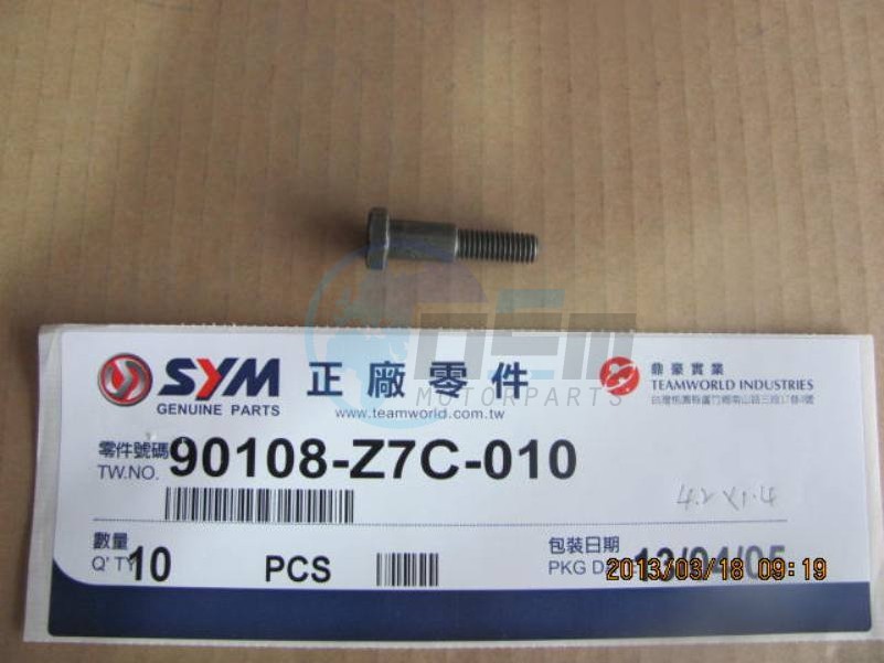 Product image: Sym - 90108-S2B-A00 - SIDE STAND BOLT  0