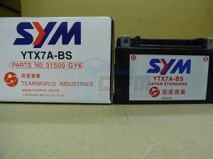 Product image: Sym - 1Y01GY601-Y - YUASA BATTERY YTX7A-BS 