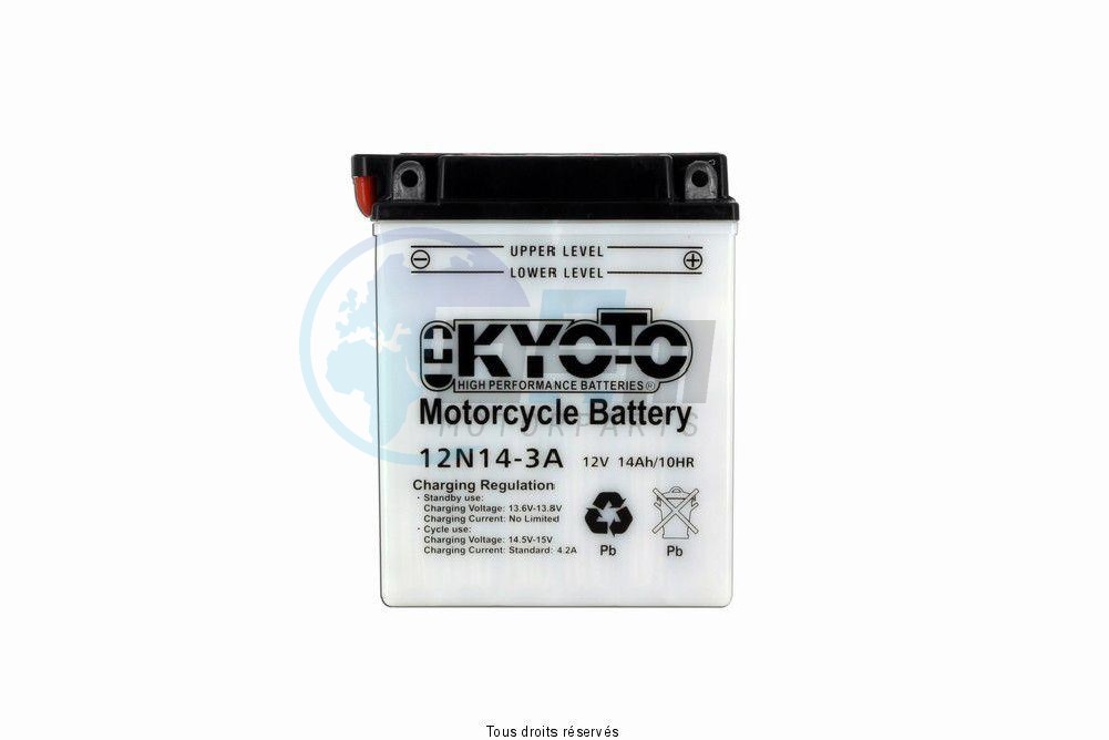 Product image: Kyoto - 712143 - Battery 12n14-3a L 135mm  W 91mm  H 167mm 12v 14ah Acid 0,8l  0