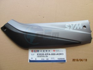 Product image: Sym - 83520-XPA-000-AGK3 - RH. SIDE COVER(GY-010U/BK-09TUG) 