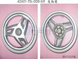 Product image: Sym - 42601-T5L-000-GR - RR. WHEEL CAST.(S-877C) 