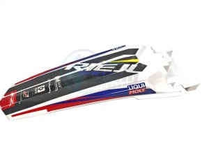 Product image: Rieju - 0/R00.060.5021 - REAR MUDGUARD WHITE WITH STICKER 390.5340 