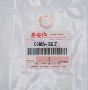 Product image: Suzuki - 09168-12017 - GASKET,12X17X1 